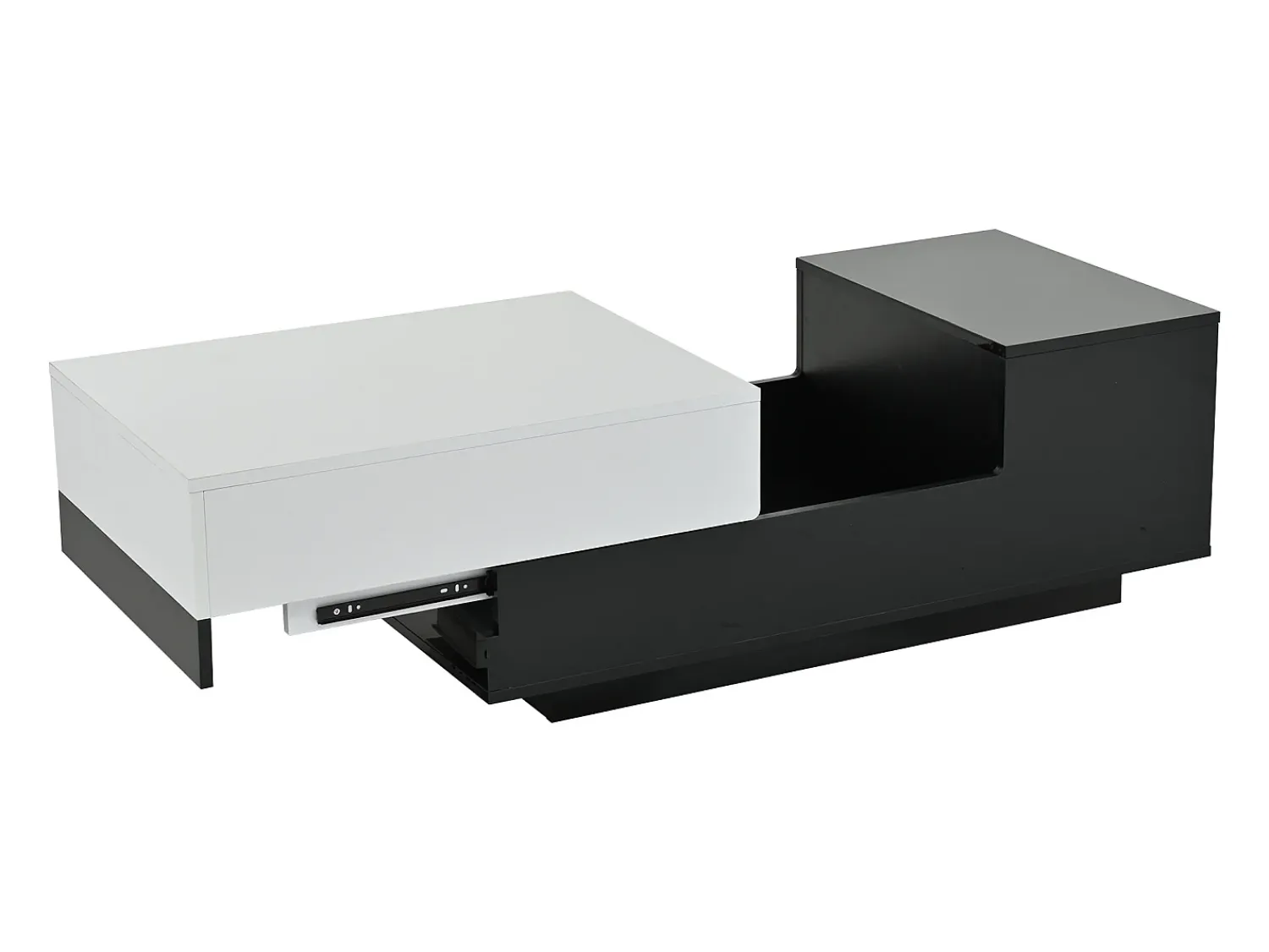 Mesa De Centro| Mesa de centro preta e branca - Mesa de centro com tampo deslizante e 1 gaveta - compartimento de arrumação oculto Preto