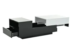 Mesa De Centro| Mesa de centro preta e branca - Mesa de centro com tampo deslizante e 1 gaveta - compartimento de arrumação oculto Preto