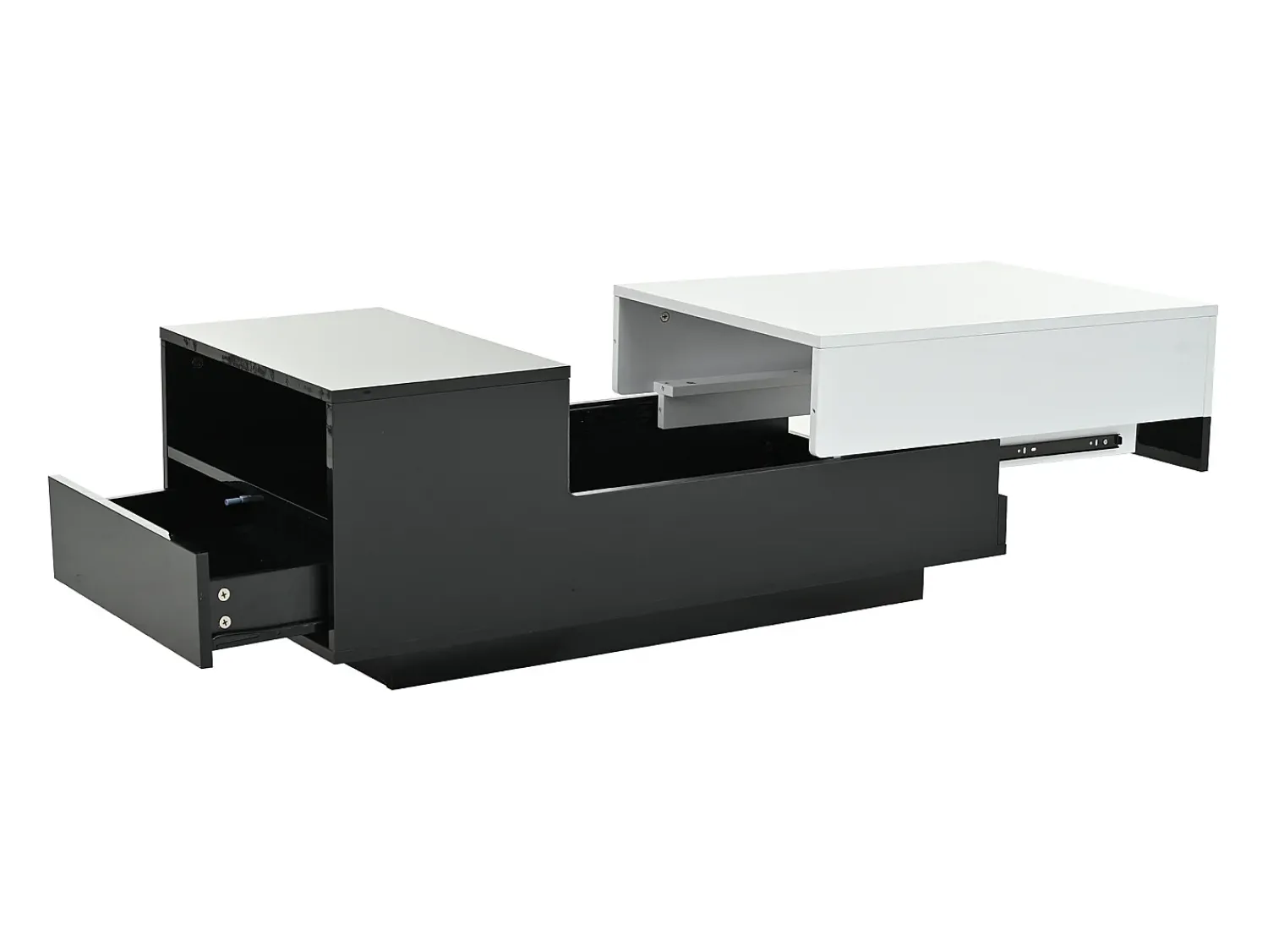 Mesa De Centro| Mesa de centro preta e branca - Mesa de centro com tampo deslizante e 1 gaveta - compartimento de arrumação oculto Preto