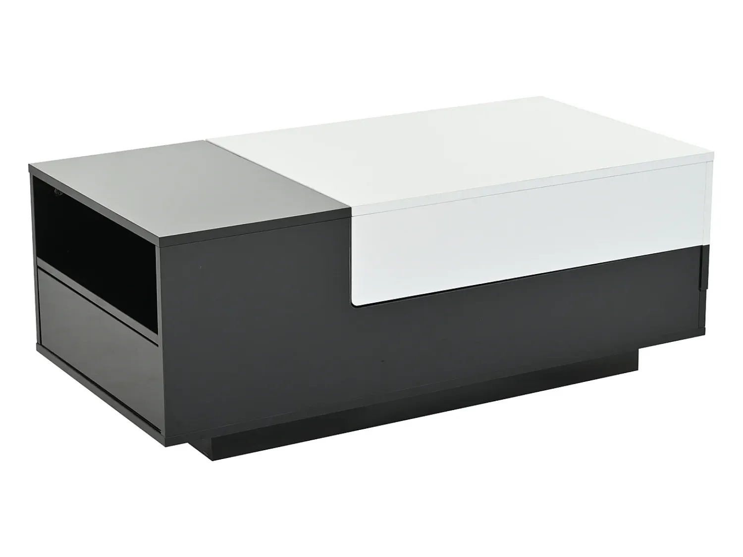 Mesa De Centro| Mesa de centro preta e branca - Mesa de centro com tampo deslizante e 1 gaveta - compartimento de arrumação oculto Preto