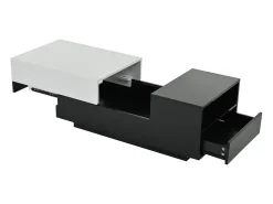 Mesa De Centro| Mesa de centro preta e branca - Mesa de centro com tampo deslizante e 1 gaveta - compartimento de arrumação oculto Preto