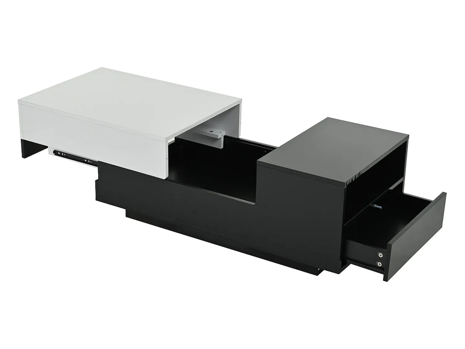 Mesa De Centro| Mesa de centro preta e branca - Mesa de centro com tampo deslizante e 1 gaveta - compartimento de arrumação oculto Preto