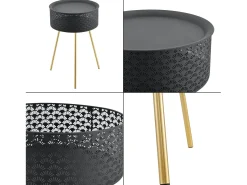 Mesa De Apoio*Helloshop26 Mesa de centro preta e dourada 65 x 40 cm 03_0008439 Preto
