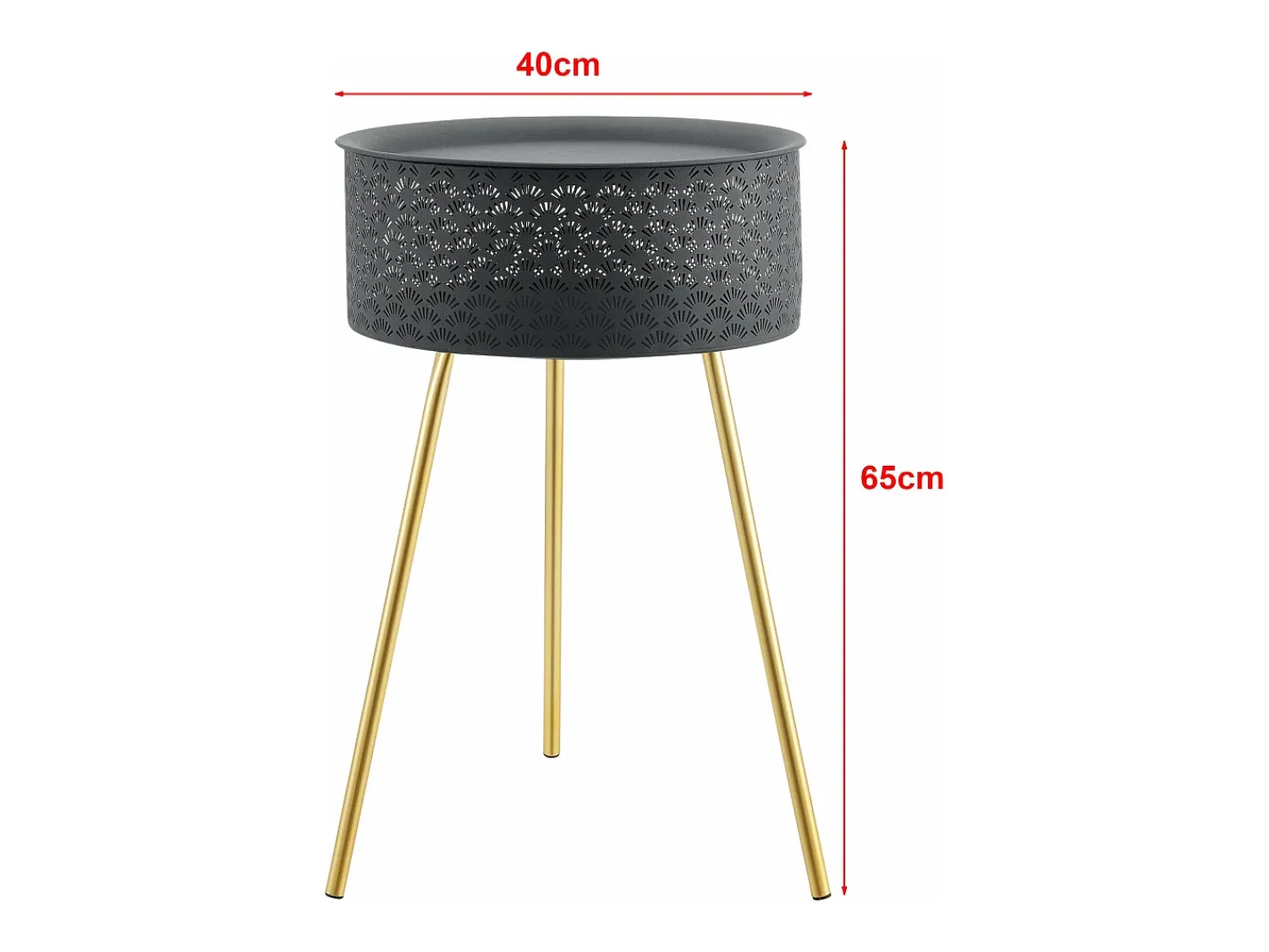 Mesa De Apoio*Helloshop26 Mesa de centro preta e dourada 65 x 40 cm 03_0008439 Preto