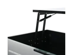 Hauss Spole Mesa de centro preta elevável com 2 gavetas, iluminação e arrumação LED, tampo em vidro semi-temperado^ Mesa De Centro