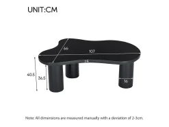 Mesa De Centro*Hauss Spole Mesa de centro preta em forma de nuvem - MDF e PVC Preto