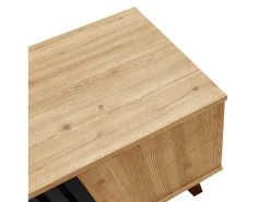 New Hauss Spole Mesa de centro preta natural e clara com funções de arrumação versáteis, 100x60x45cm Natural claro