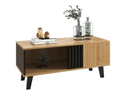 New Hauss Spole Mesa de centro preta natural e clara com funções de arrumação versáteis, 100x60x45cm Natural claro