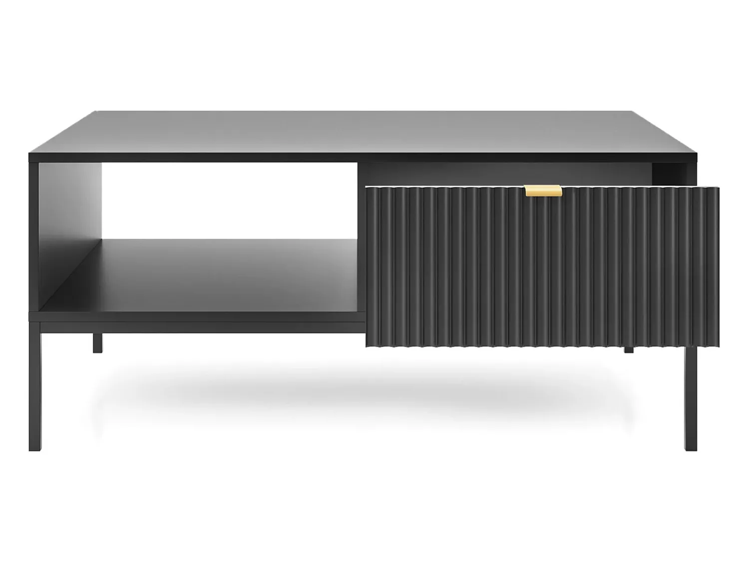 Mesa de centro: preta, preta, 104 x 46 x 68 cm, puxadores dourados^ Mesa De Centro