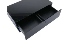 Mesa de centro preta retangular - Mesa de centro com iluminação LED e 2 gavetas - Acabamento alto brilho^ Mesa De Centro