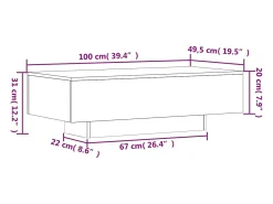 Mesa De Centro|vidaxl Mesa de centro preta 100x49,5x31 cm em madeira de engenharia moderna com amplo espaço - Montagem necessária Preto