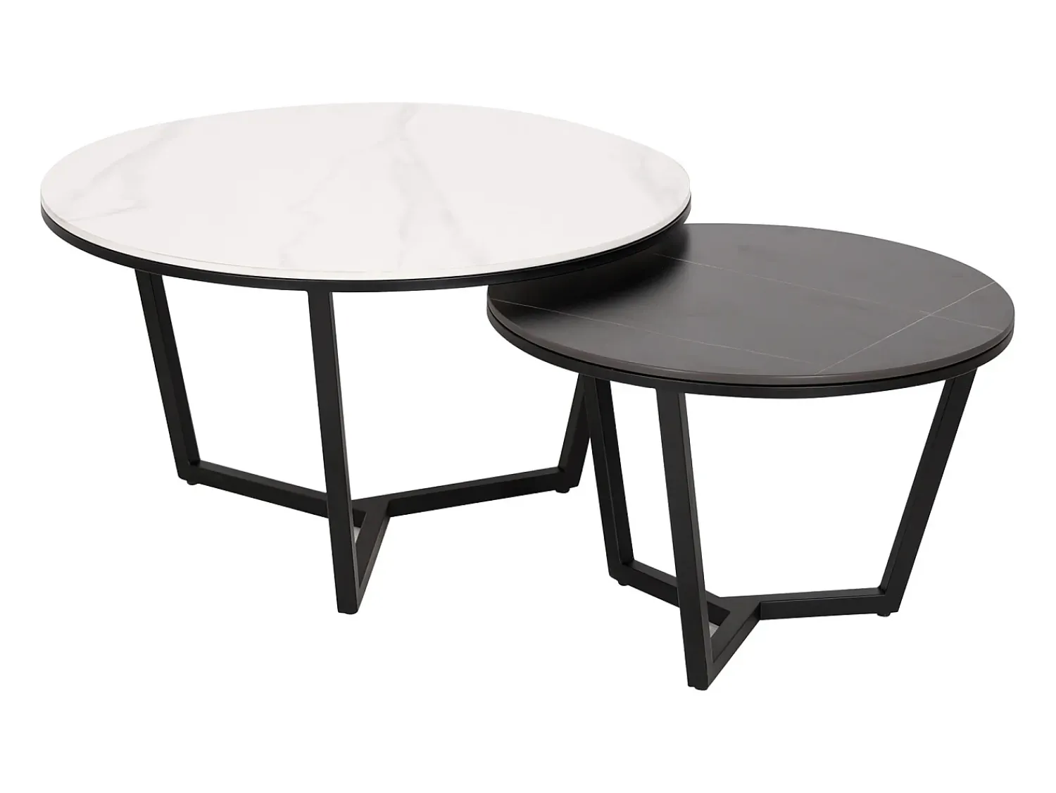 Mesa De Centro* Mesa de centro preto branco modig m66 80x45x80 cm Preto / Branco