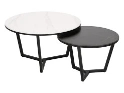 Mesa De Centro* Mesa de centro preto branco modig m66 80x45x80 cm Preto / Branco