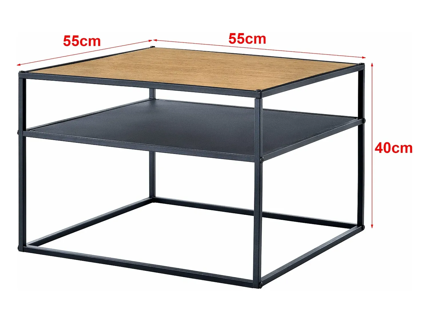 Mesa De Apoio|Helloshop26 Mesa de centro quadrada 40 x 55 x 55 cm com espaço de armazenamento efeito madeira preta 03_0008431 Preto