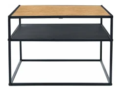 Mesa De Apoio|Helloshop26 Mesa de centro quadrada 40 x 55 x 55 cm com espaço de armazenamento efeito madeira preta 03_0008431 Preto