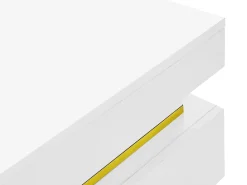 Hot Mesa de centro quadrada - Mesa de centro branca com 2 gavetas - Acabamento dourado - para sala de estar e escritório Branco