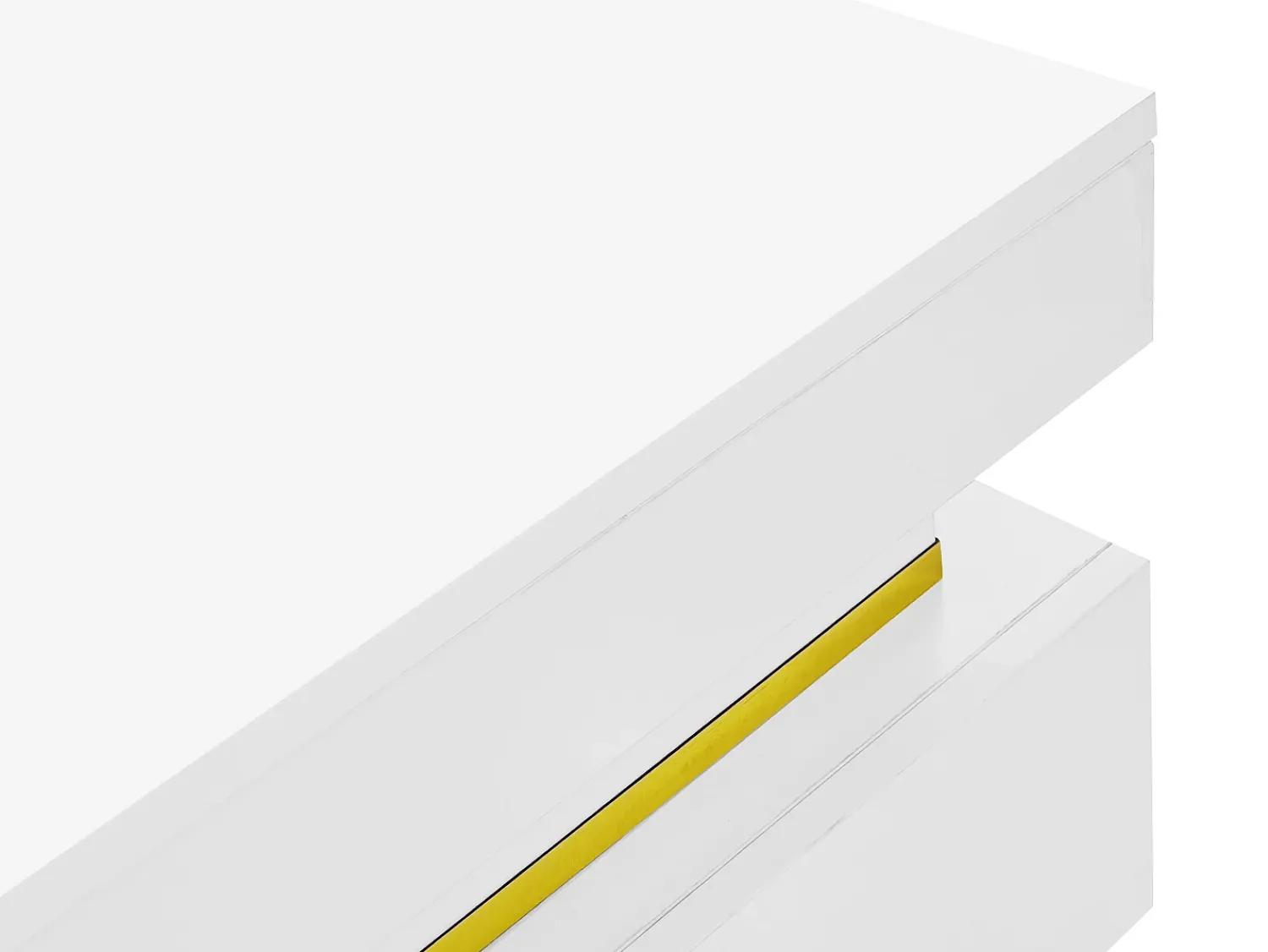 Hot Mesa de centro quadrada - Mesa de centro branca com 2 gavetas - Acabamento dourado - para sala de estar e escritório Branco