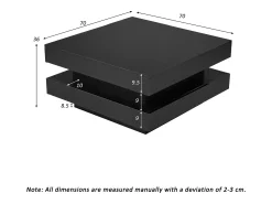 Mesa De Centro*Merax Mesa de centro quadrada - 70 x 70 x 36 cm - com LEDs de 16 cores - aglomerado - Preto
