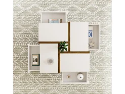 Mesa De Centro|Merax Mesa de centro quadrada com 4 gavetas - 78 x 78 x 34,8 cm - Aglomerado - brilhante Branco
