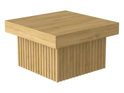 Mesa De Centro* Mesa de centro quadrada com design de listras gravadas - para sala de estar - Cor da madeira - 79 x 79 x 46 cm Natural claro