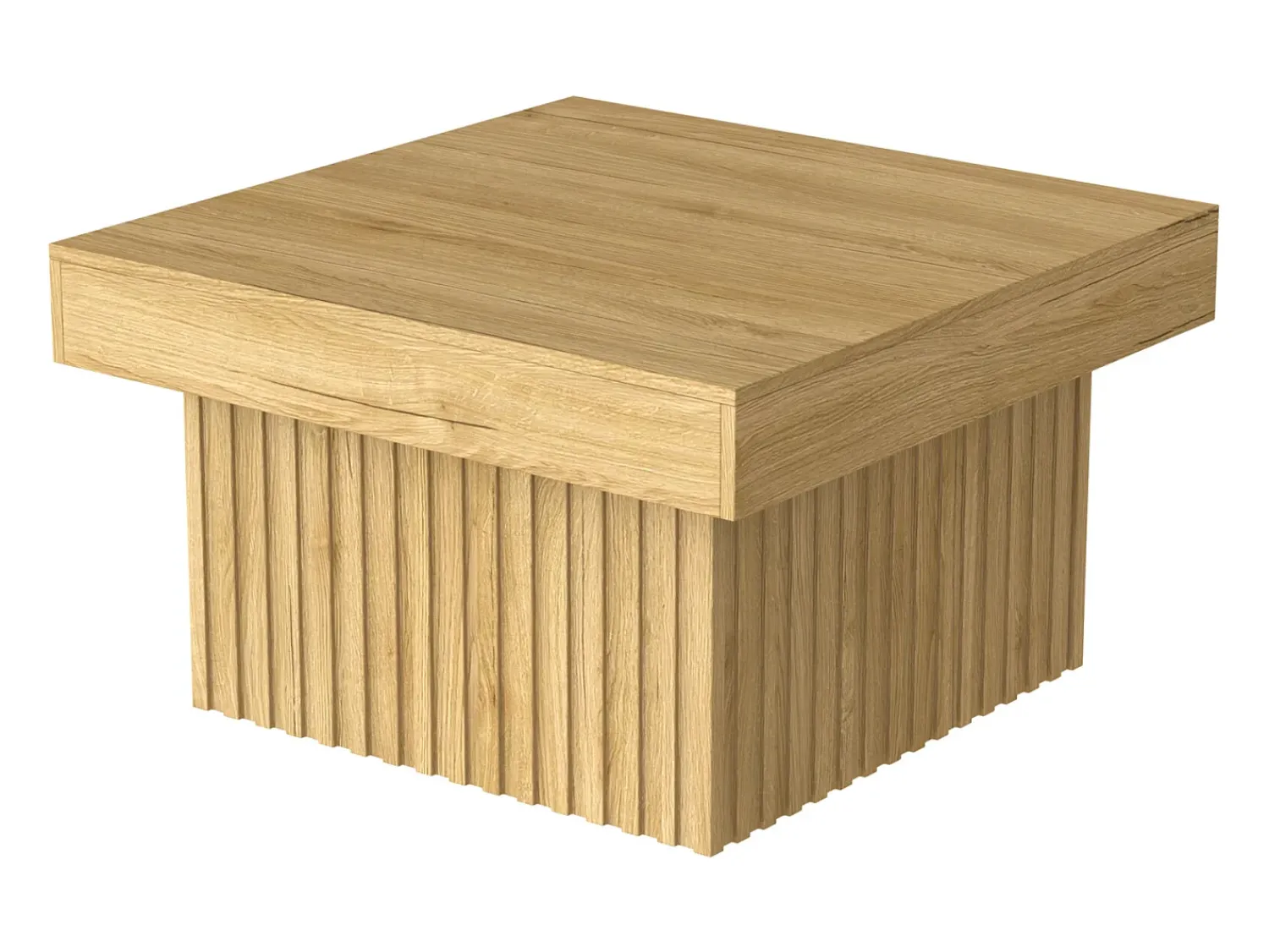 Mesa De Centro* Mesa de centro quadrada com design de listras gravadas - para sala de estar - Cor da madeira - 79 x 79 x 46 cm Natural claro