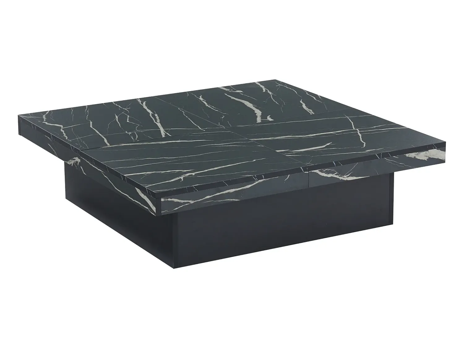 Mesa De Centro*Hauss Spole Mesa de centro quadrada com acabamento em folheado de mármore , tampo modular com 4 secções e gavetas integradas. Preto