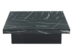 Mesa De Centro*Hauss Spole Mesa de centro quadrada com acabamento em folheado de mármore , tampo modular com 4 secções e gavetas integradas. Preto