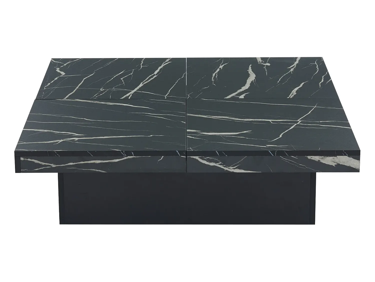 Mesa De Centro*Hauss Spole Mesa de centro quadrada com acabamento em folheado de mármore , tampo modular com 4 secções e gavetas integradas. Preto