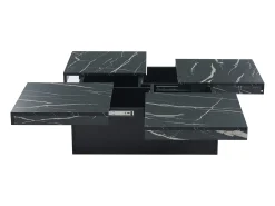 Mesa De Centro*Hauss Spole Mesa de centro quadrada com acabamento em folheado de mármore , tampo modular com 4 secções e gavetas integradas. Preto