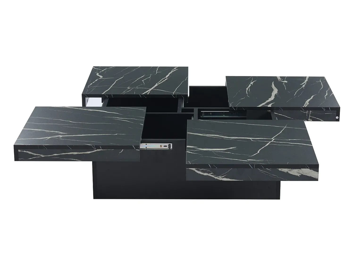 Mesa De Centro*Hauss Spole Mesa de centro quadrada com acabamento em folheado de mármore , tampo modular com 4 secções e gavetas integradas. Preto