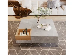 Mesa De Centro*ModernLuxe Mesa de centro quadrada com caixa de arrumação amovível - Cinza claro Cinzento claro