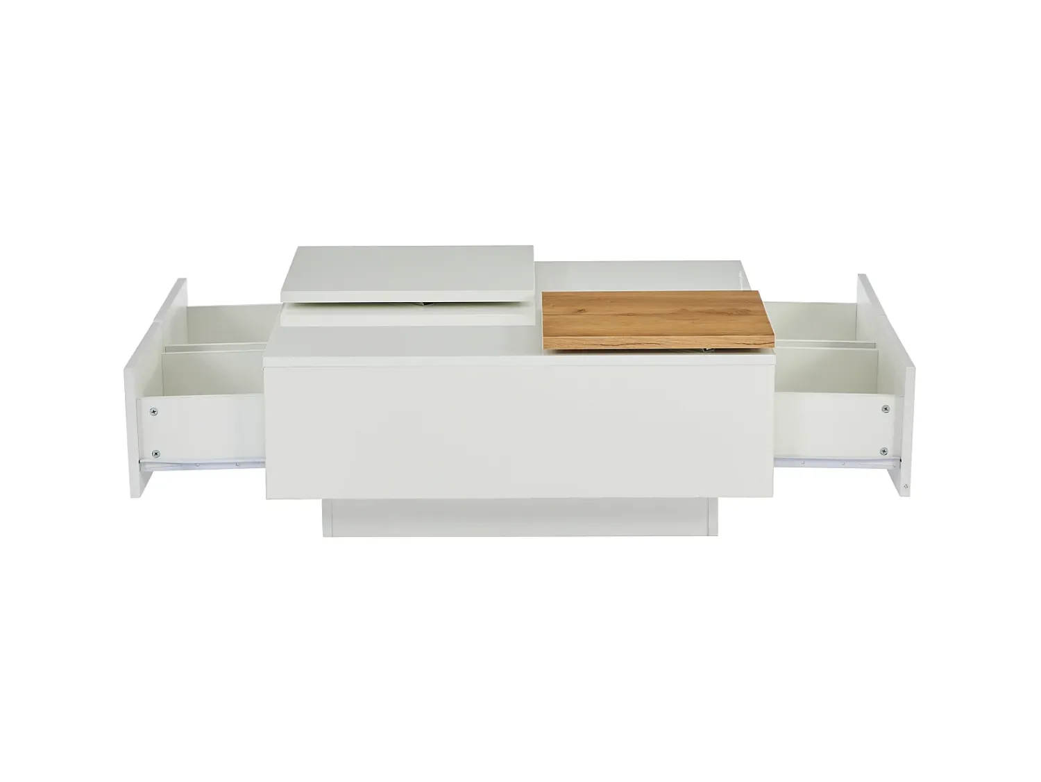Outlet Hauss Spole Mesa de centro quadrada com 4 gavetas - Tampo deslizante pequeno - Acabamento brilhante - Branco