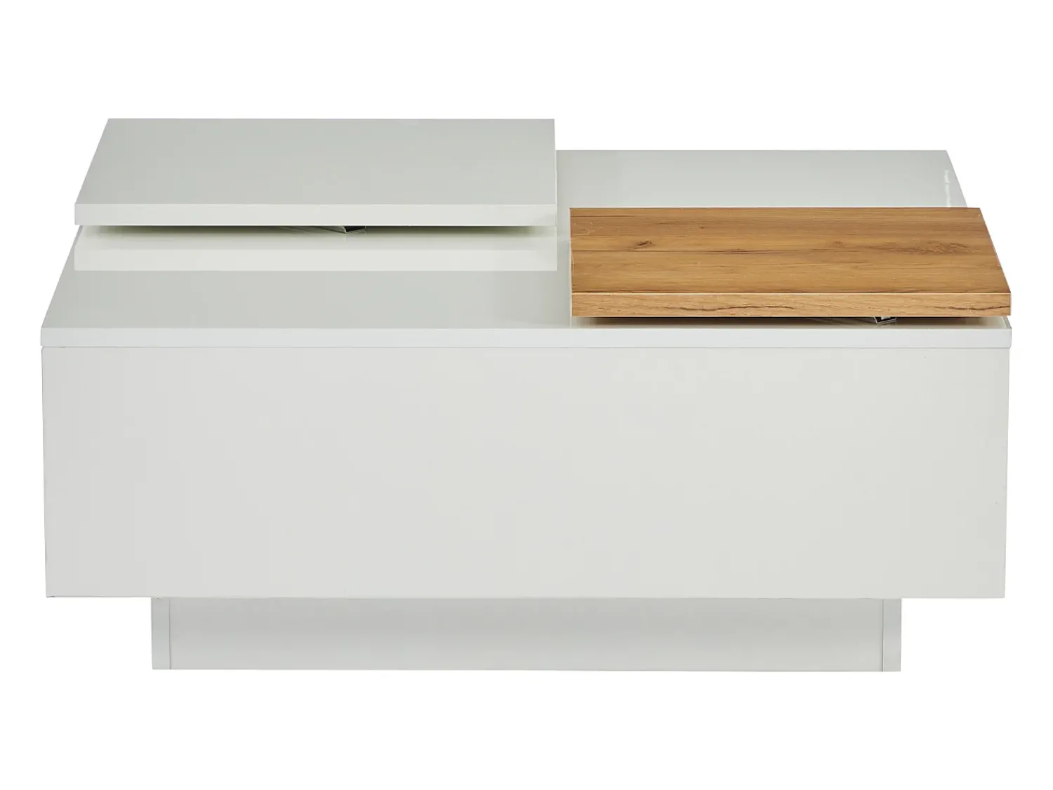 Outlet Hauss Spole Mesa de centro quadrada com 4 gavetas - Tampo deslizante pequeno - Acabamento brilhante - Branco