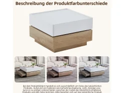 Mesa De Centro*Merax Mesa de centro quadrada com tampo giratório 360° - 60 x 60 x 38 cm - Aglomerado - + Nogueira natural Branco