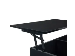 Hauss Spole Mesa de centro quadrada com tampo elevatório, 1 gaveta e compartimentos ocultos, LED incluído, preta^ Mesa De Centro