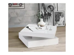 DKD Home decor Mesa de centro quadrada com tampo giratório brilhante para uma sala de estar moderna e prática^ Mesa De Centro