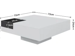 Hot ModernLuxe Mesa de centro quadrada com caixa de arrumação amovível - Luzes LED na parte inferior - Branco