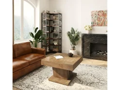 Tribesigns Mesa de Centro Quadrada de 80cm para Sala de Estar Natural claro