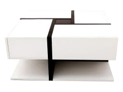 Mesa De Centro* Mesa de centro quadrada de alto brilho, com 4 gavetas, design exclusivo, espaço de arrumação na parte inferior, 78x78x36cm, branca Branco