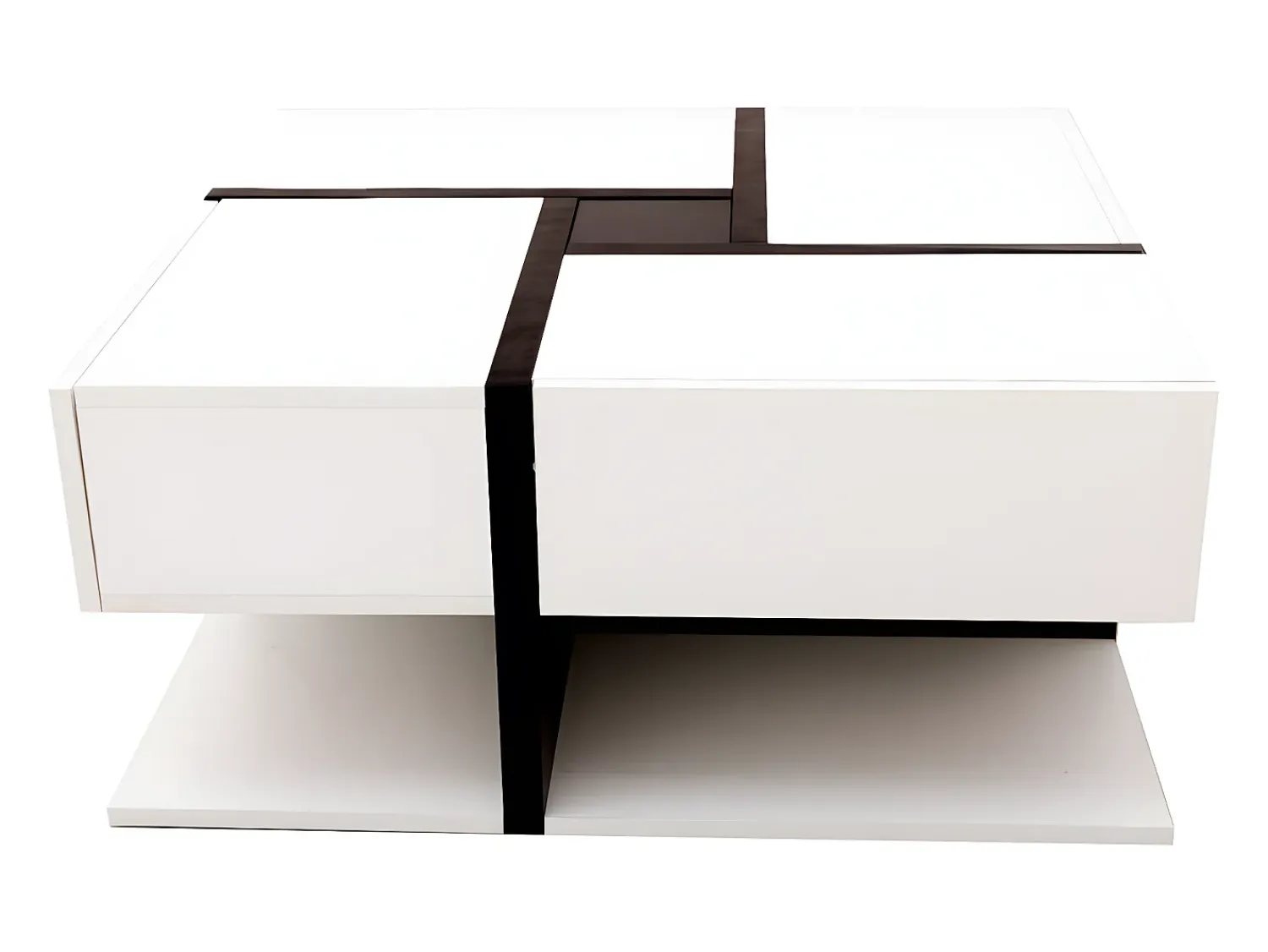 Mesa De Centro* Mesa de centro quadrada de alto brilho, com 4 gavetas, design exclusivo, espaço de arrumação na parte inferior, 78x78x36cm, branca Branco