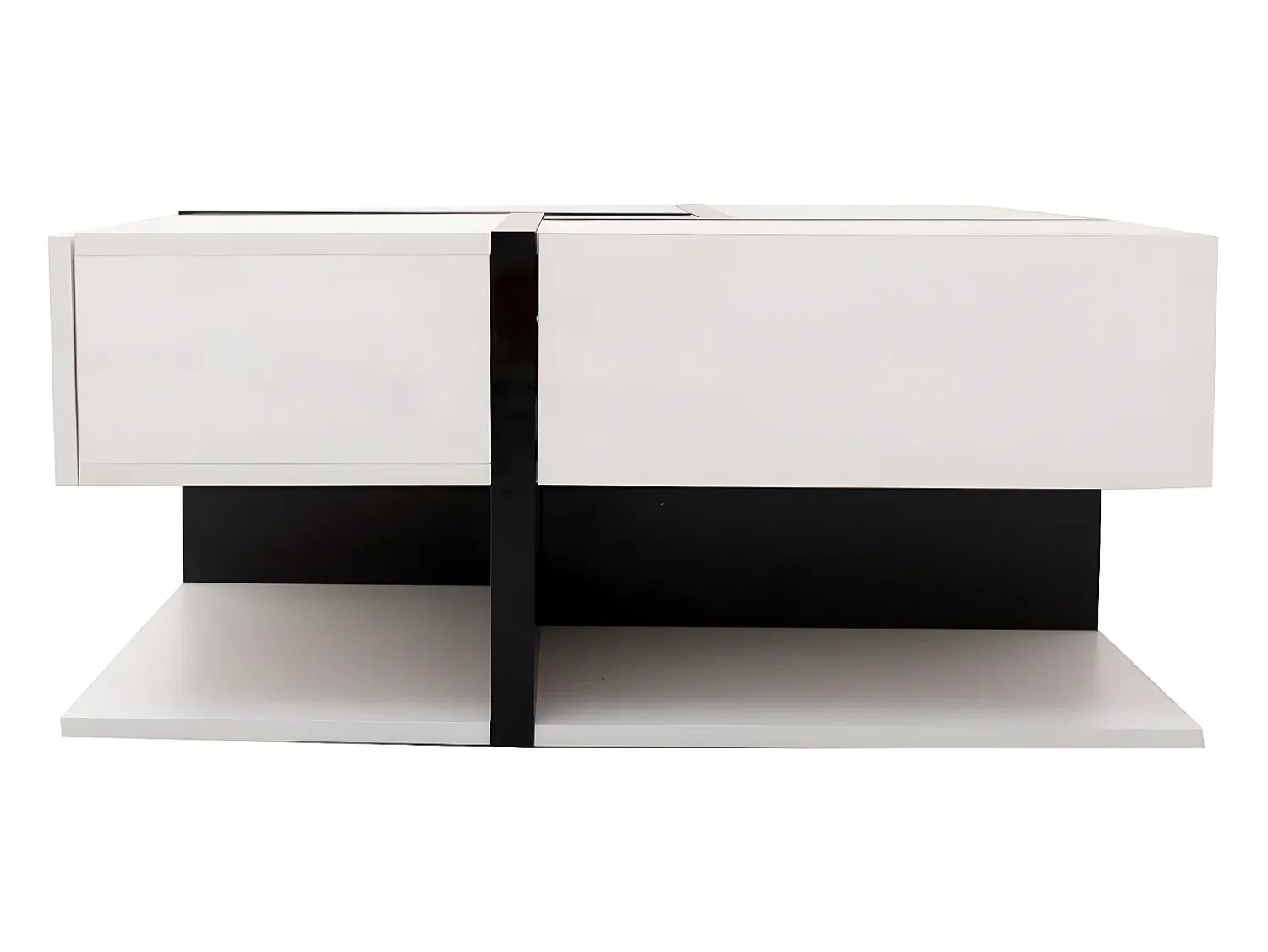 Mesa De Centro* Mesa de centro quadrada de alto brilho, com 4 gavetas, design exclusivo, espaço de arrumação na parte inferior, 78x78x36cm, branca Branco