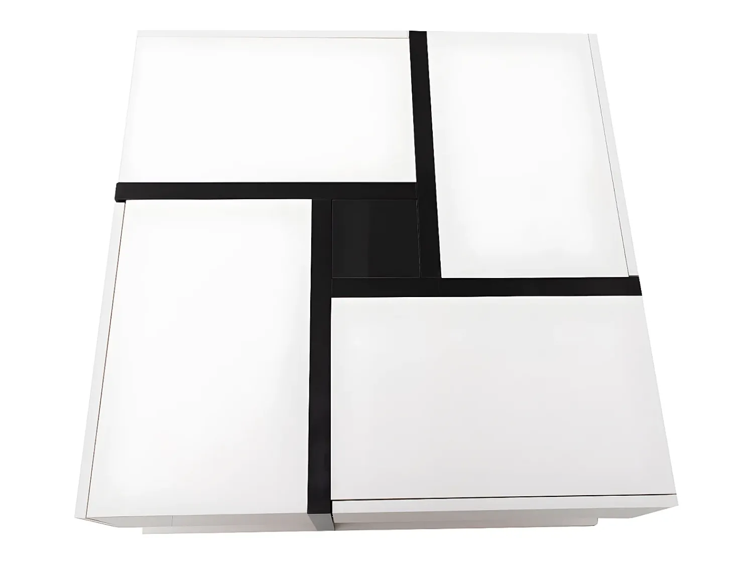Mesa De Centro* Mesa de centro quadrada de alto brilho, com 4 gavetas, design exclusivo, espaço de arrumação na parte inferior, 78x78x36cm, branca Branco