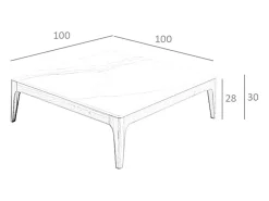 Angel Cerda Mesa de centro quadrada em porcelana, mármore e nogueira 2042^ Mesa De Centro