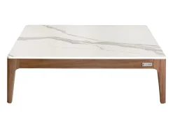 Angel Cerda Mesa de centro quadrada em porcelana, mármore e nogueira 2042^ Mesa De Centro