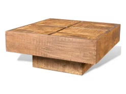 vidaxl Mesa de centro quadrada em madeira de mangueira maciça castanho^ Mesa De Centro