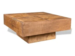 Mesa de centro quadrada em madeira de mangueira maciça PT514383^ Mesa De Centro