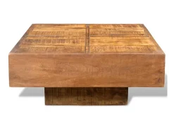 Mesa de centro quadrada em madeira de mangueira maciça PT514383^ Mesa De Centro
