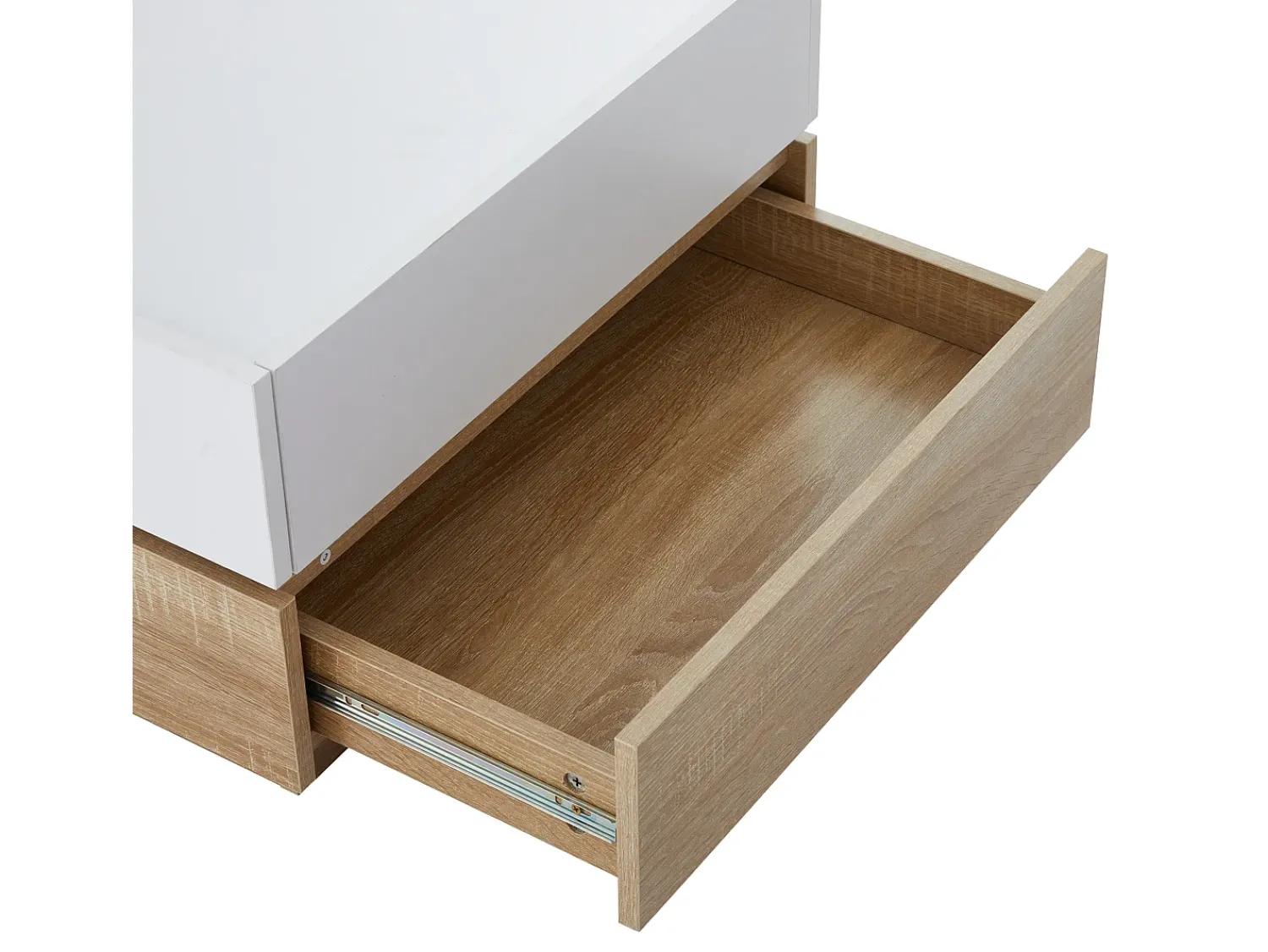 ModernLuxe Mesa de centro quadrada giratória 360° - com 2 gavetas - 60x60x38 cm - Branco e Natural^ Mesa De Centro