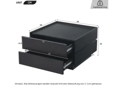 Hauss Spole Mesa de centro quadrada giratória com 2 gavetas, preta^ Mesa De Centro
