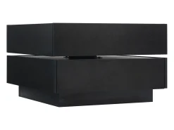 Hauss Spole Mesa de centro quadrada giratória com 2 gavetas, preta^ Mesa De Centro